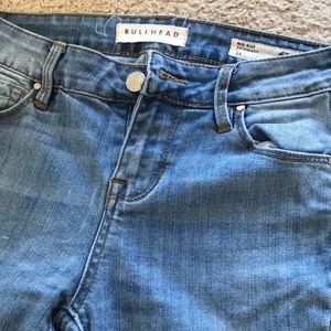 Mid rise mid wash skinny jeans